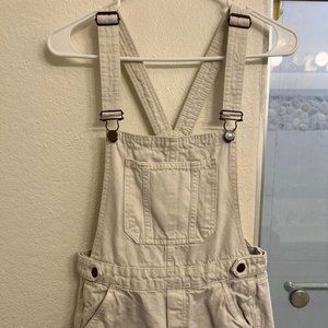 Denim White-ish Overall Shorts Distressed Size 6 Small